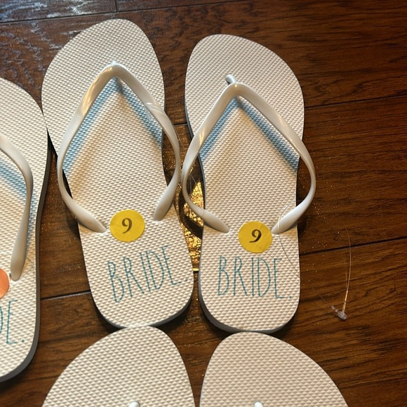 RAE DUNN white bride FLIP FLOPS SLIDES NWT - Picture 5 of 7